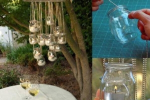 Hoe hangende mason jar-kandelaars te maken